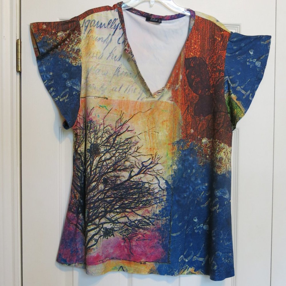 Flutter sleeve tunic blouse 3X by Lily